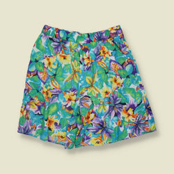 1980s | Marilyn | Floral Culottes | Blue & Green - w32