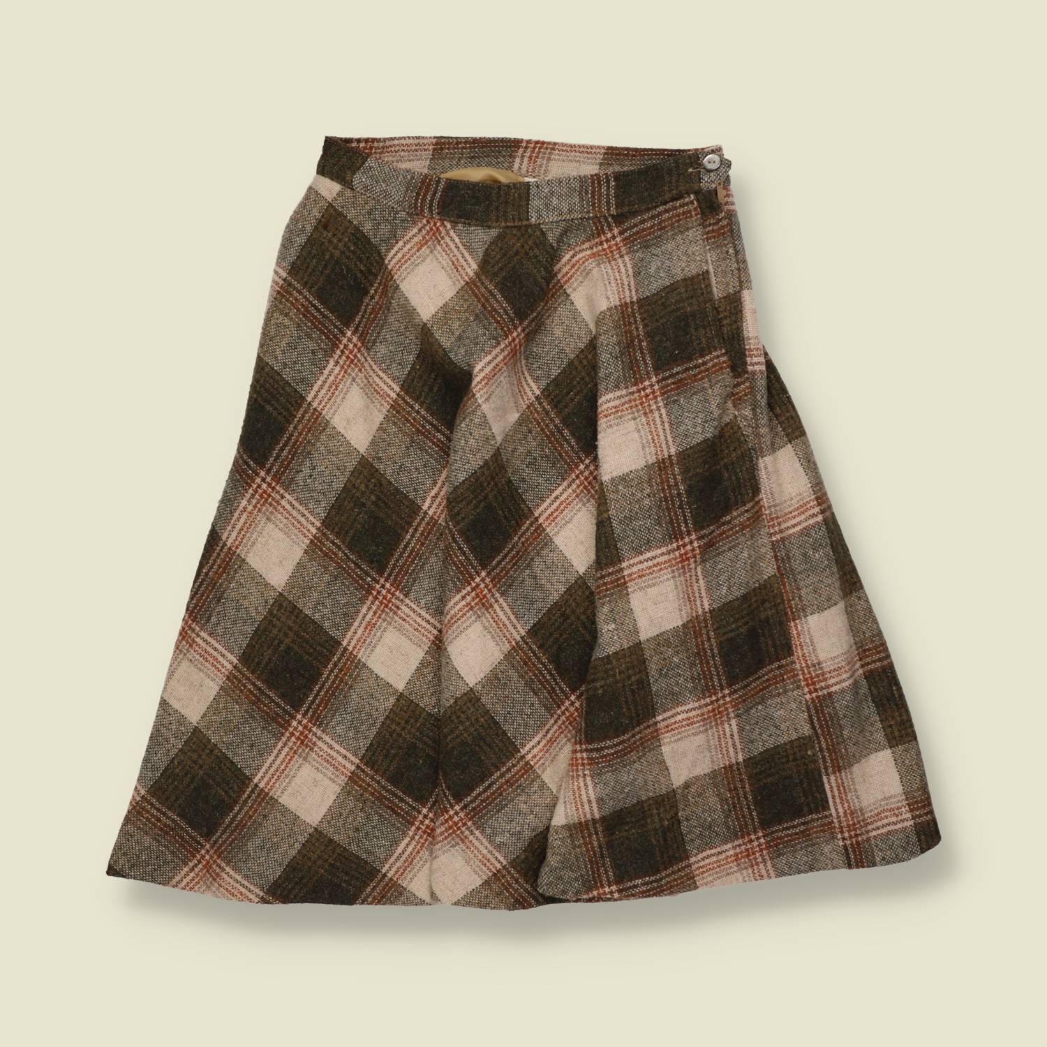 1970s | Plaid Skirt | Brown - w26
