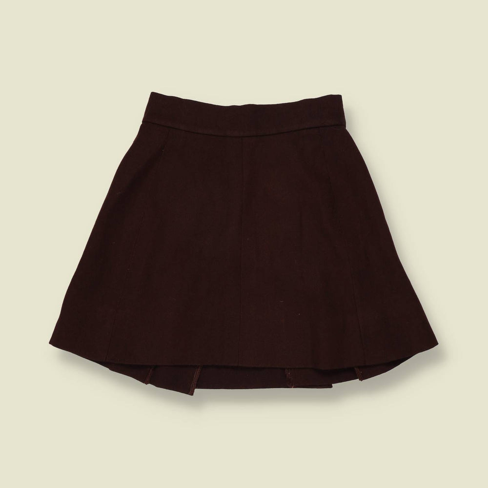 1990s | Pleated Mini Skirt | Dark Brown - w24