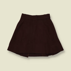 1990s | Pleated Mini Skirt | Dark Brown - w24