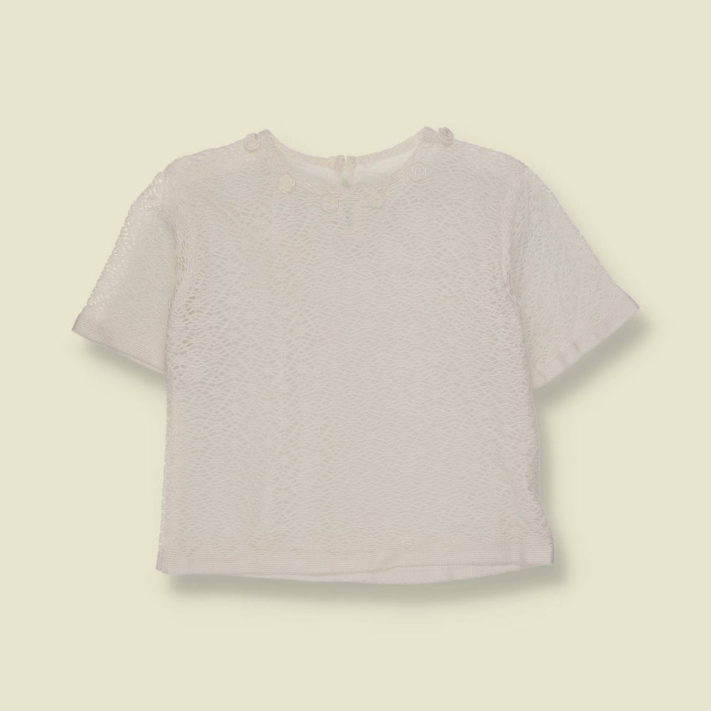 1960s | Crochet Knit Top | White - 4