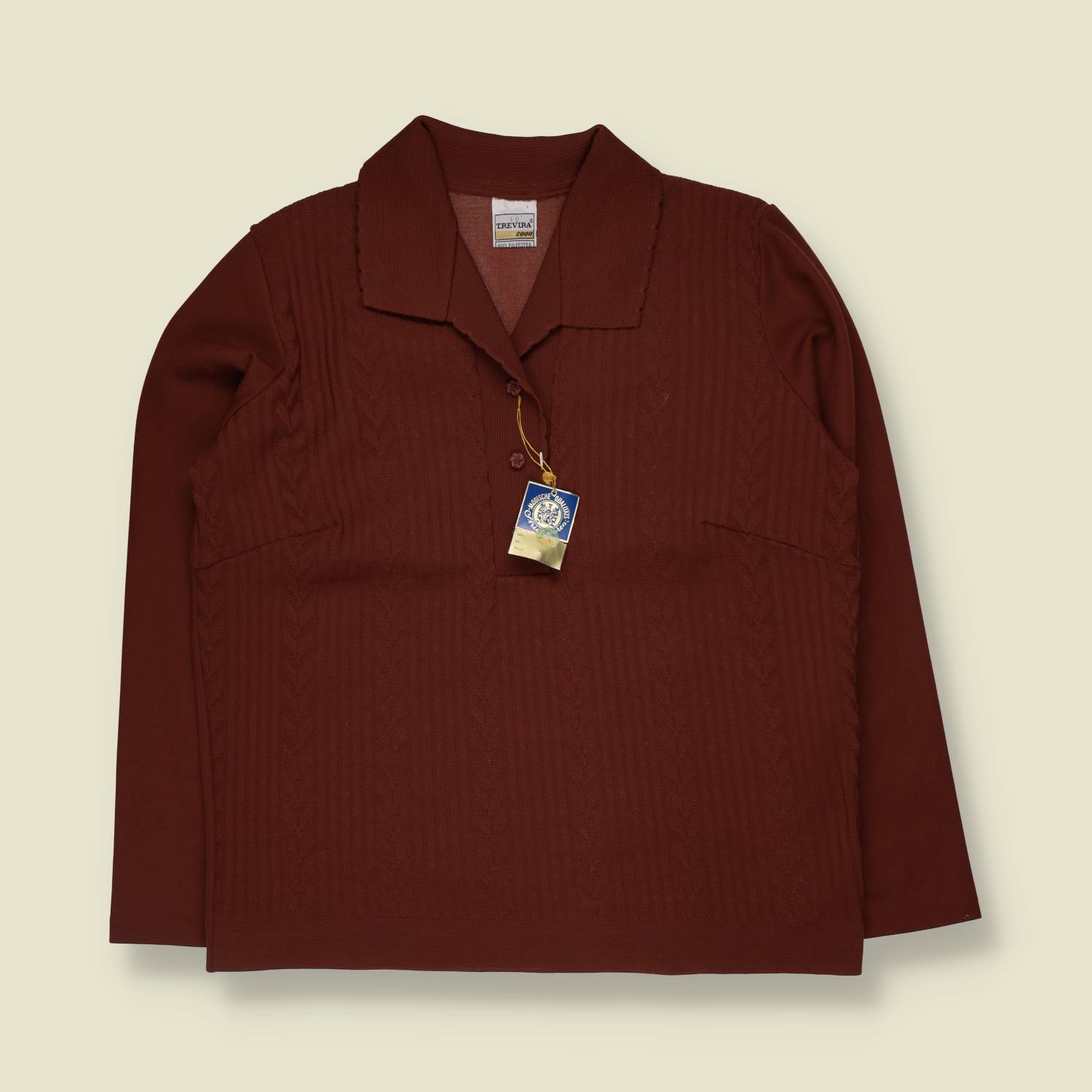 1970s | Trevira | Deadstock Knit Top | Brown - 12