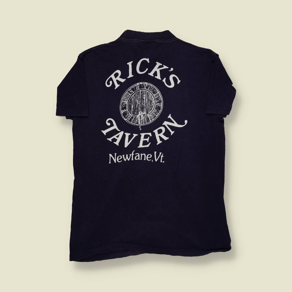 1970s | Anvil “Rick’s Tavern – Newfane, VT” Pocket T-Shirt – Navy - XS