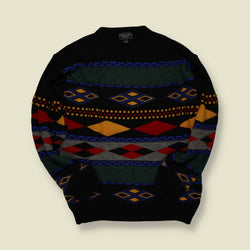 1990s | Classical Clothing Company Pattern Knit – Black Multi - M