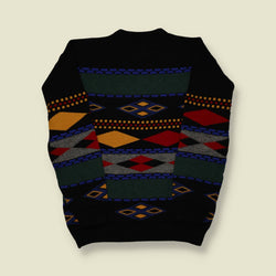 1990s | Classical Clothing Company Pattern Knit – Black Multi - M
