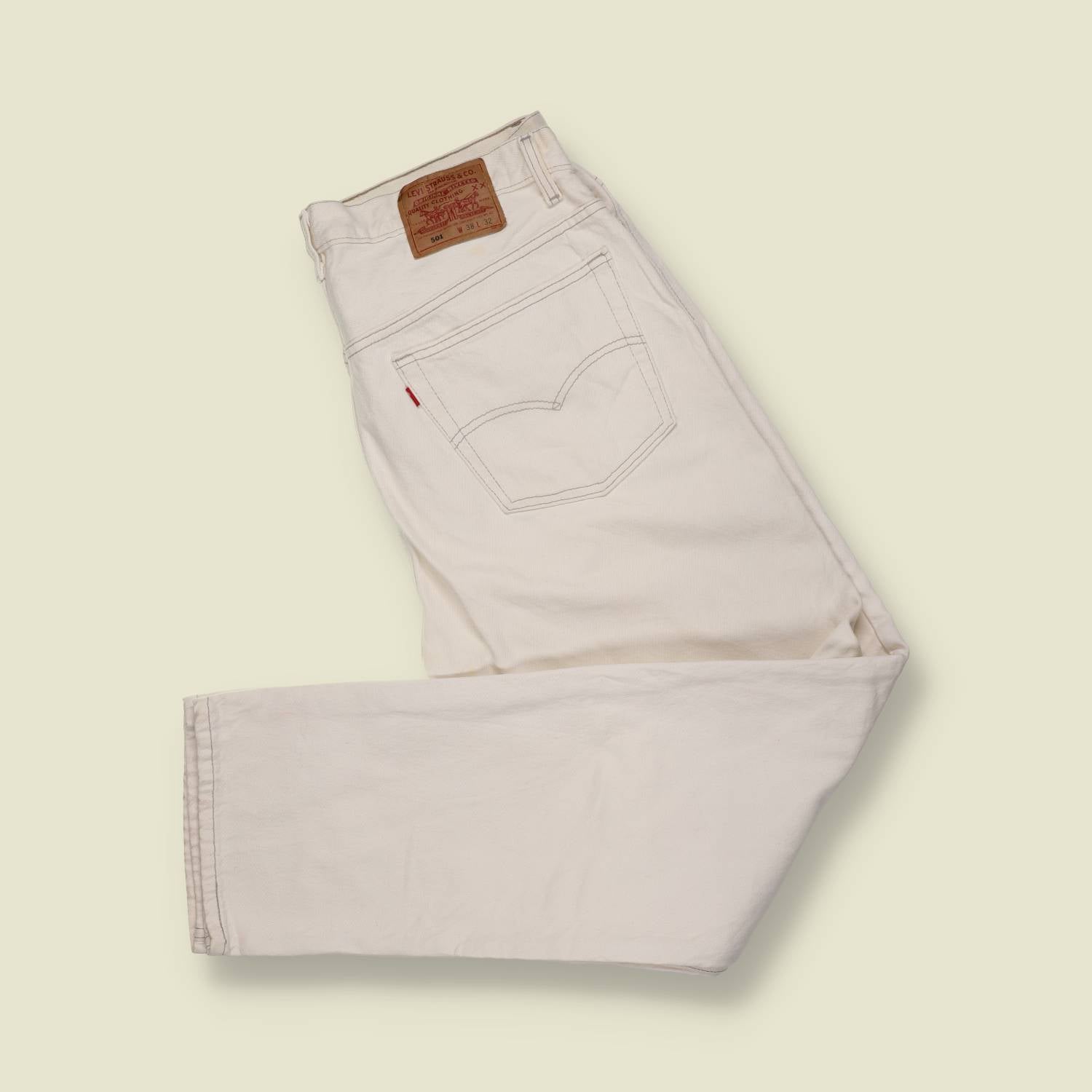 1980s–1990s | Levi’s | 501 Jeans – Made in USA (Ecru) - w38