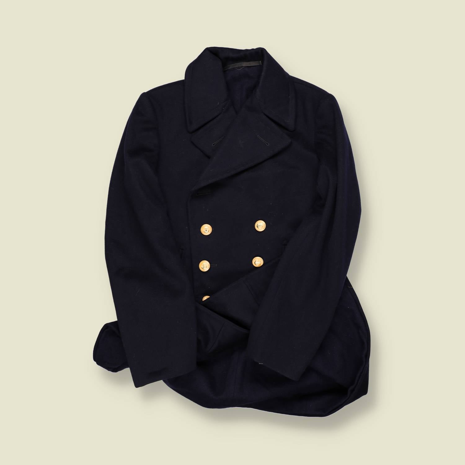 1970s | US Navy | Wool Pea Coat – Navy with Brass Buttons - XS/S