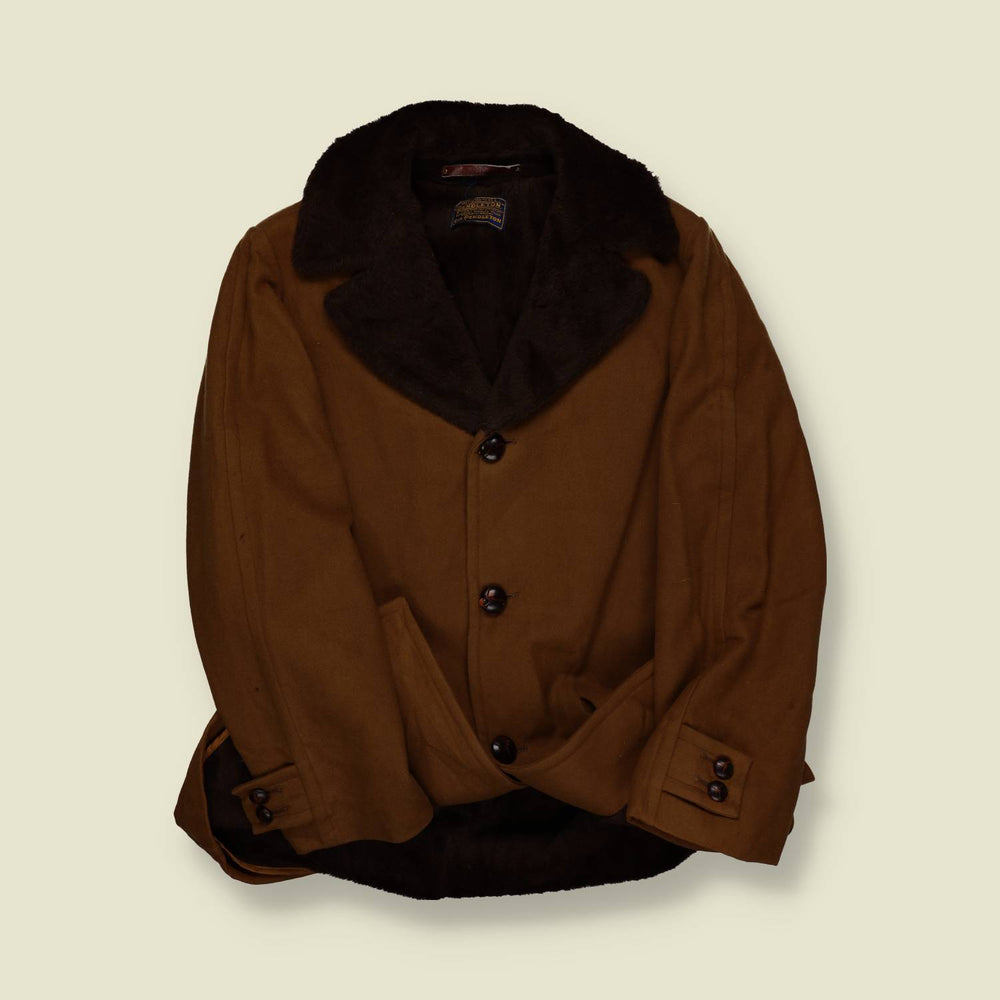 1960s | Sir Pendleton | Wool Coat – Brown with Faux Fur Collar & Lining - M/L