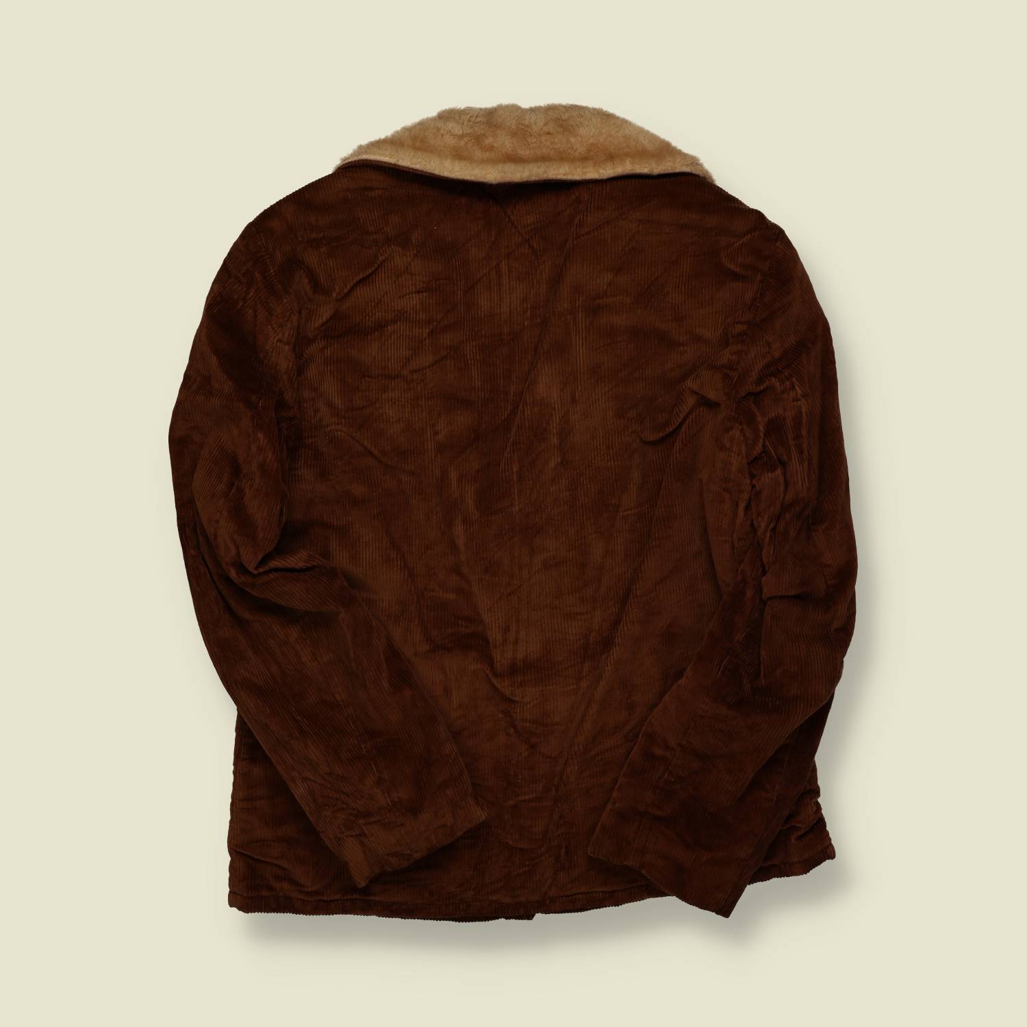 1970s | Sears | Brown Corduroy Coat – Faux Fur Collar & Lining - S/M