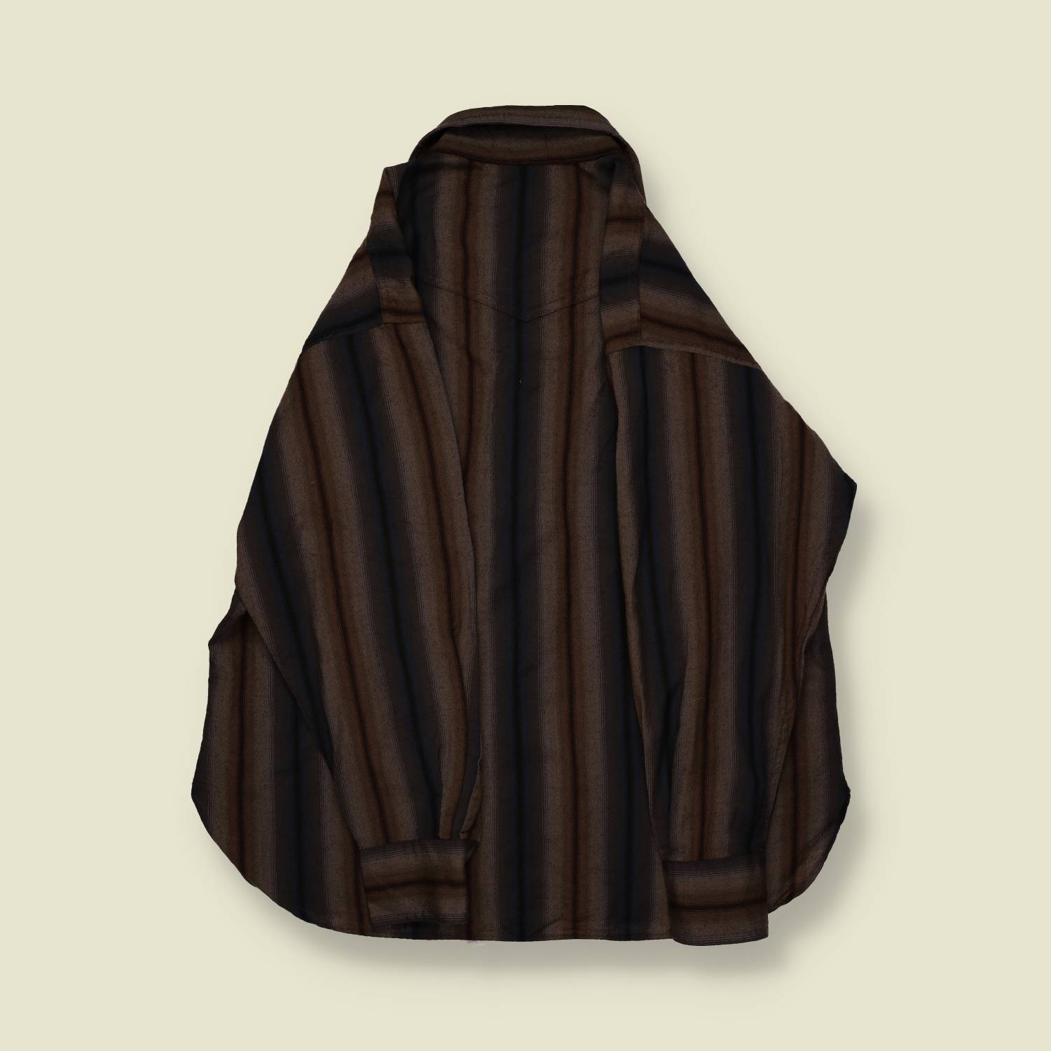 1970s | Pendleton | Made in USA | Wool Western Shirt – Brown/Black Ombre Stripe - L