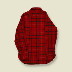 1970s | Pendleton | Made in USA | Wool Grid-Check Shirt – Red/Blue/Gold - S