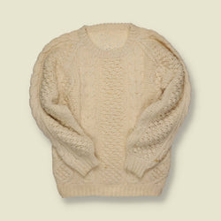1970s–80s | Hand-Knit Aran Jumper – Natural Cream Wool - S