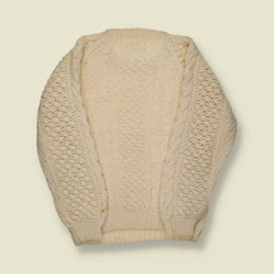 1970s–80s | Hand-Knit Aran Jumper – Natural Cream Wool - S