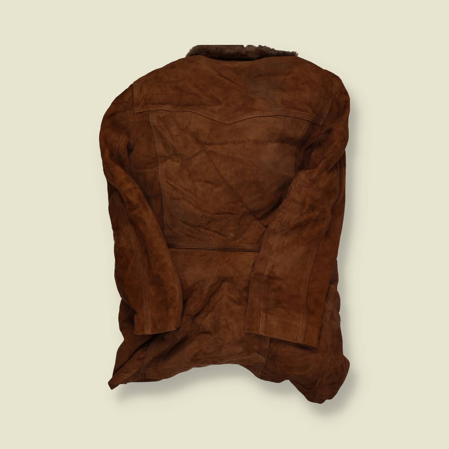 1970s | Sheepskin (Shearling) Double-Breasted Coat – Chocolate Suede & Mouton Collar - XS