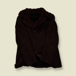 1970s | Sheepskin (Shearling) Coat – Near-Black Chocolate Suede & Dark Fleece - S/M