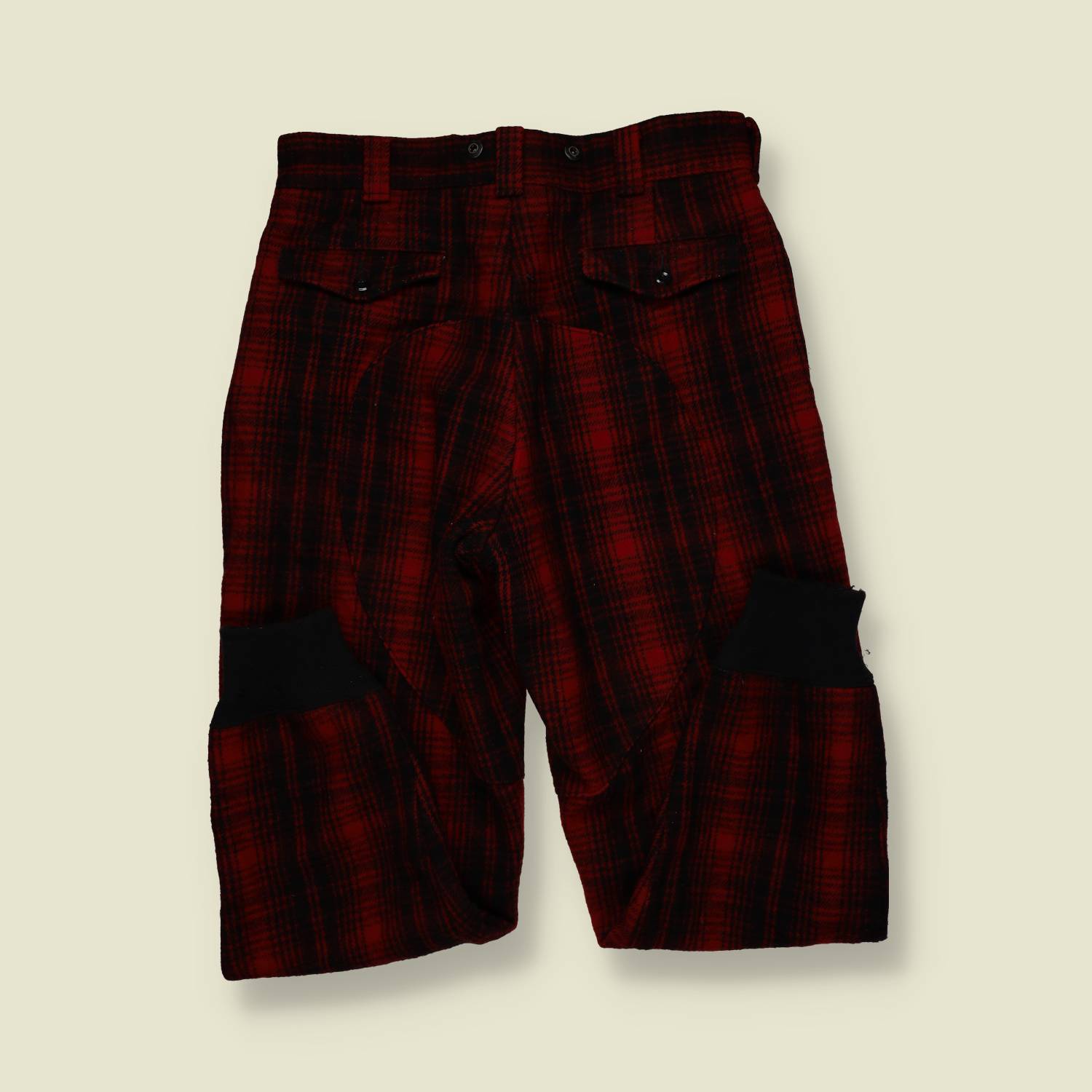 1970s | Woolrich Wool Hunting Trousers – Red & Black Plaid- w32-34