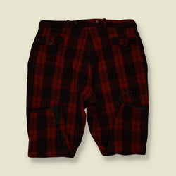 1930s–40s | Wool Hunting Trousers – Red & Black Plaid with Lace-Tie Cuffs - w36-38