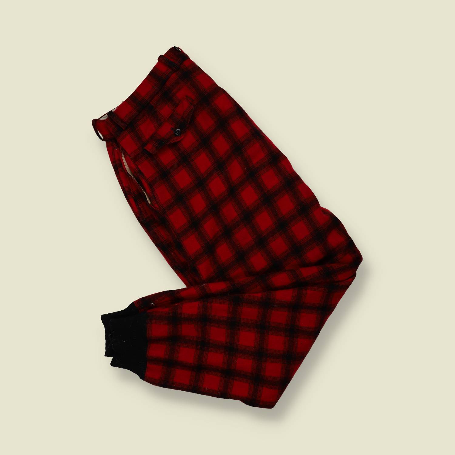 1970s | Woolrich Wool Hunting Trousers – Bright Red Buffalo Plaid - w38-40