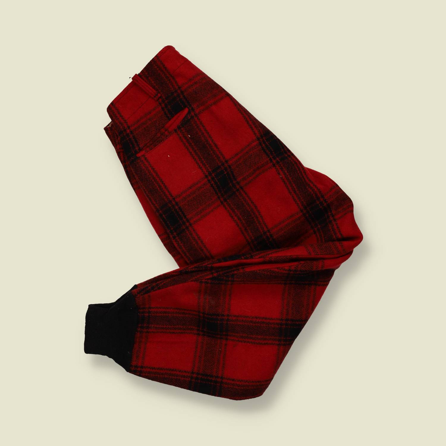 1950s | Wool Hunting Trousers – Red & Black Plaid - w34-36